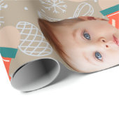 Vrolijk Kerstmis Gingerbread Custom Face Grappig Cadeaupapier (Rol Hoek)