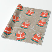 Vrolijk Kerstmis Gingerbread Custom Face Grappig Cadeaupapier (Uitgerold)