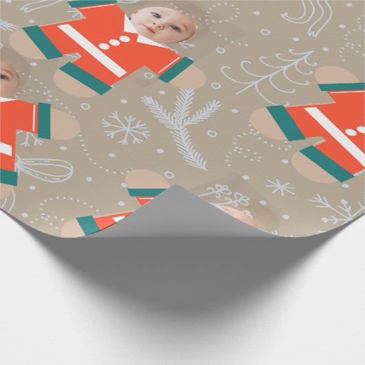Vrolijk Kerstmis Gingerbread Custom Face Grappig Cadeaupapier (Hoek)
