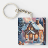 Vrolijk Kerstmis Gingerbread House Acryl Sleutelhanger (voorkant)
