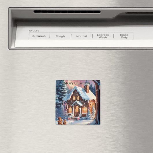 Vrolijk Kerstmis Gingerbread House Magnet (Insitu (Vaatwasser))