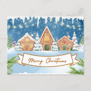 Vrolijk Kerstmis Gingerbread Huizen Feestdagenkaart