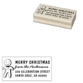 Vrolijk Kerstmis Gingerbread Man Retouradres Rubberstempel (Gestempeld)