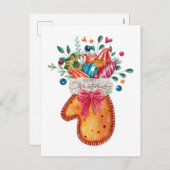 Vrolijk Kerstmis Gingerbread Mitten met Snoep Feestdagenkaart (Voorkant / Achterkant)