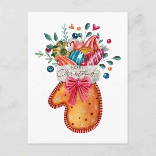 Vrolijk Kerstmis Gingerbread Mitten met Snoep Feestdagenkaart (Voorkant)