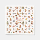 Vrolijk Kerstmis Gingerbread Schattige Fun Wit Servet (Voorkant)