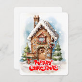 Vrolijk Kerstmis Gingerhouse Design Feestdagenkaart (Voorkant / Achterkant)