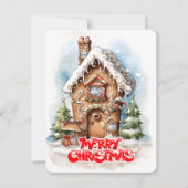 Vrolijk Kerstmis Gingerhouse Design Feestdagenkaart (Voorkant)