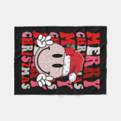 Vrolijk Kerstmis Glimlach Gezicht Sinterklaas Pet  Fleece Deken (Voorkant (Horizontaal))