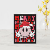 Vrolijk Kerstmis Glimlach Gezicht Sinterklaas Pet  Kaart (Gele Bloem)