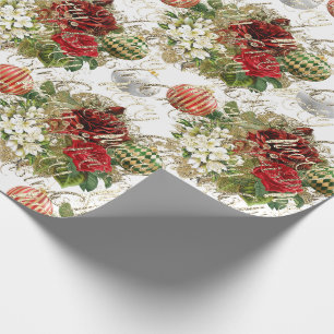 Vrolijk Kerstmis Glitter Baubles Goud Rood Rose Lu Cadeaupapier
