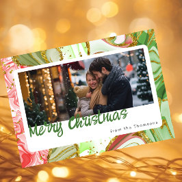 Vrolijk Kerstmis glitter Kerstmis marmer foto Feestdagenkaart