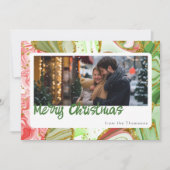 Vrolijk Kerstmis glitter Kerstmis marmer foto Feestdagenkaart (Voorkant)