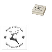 Vrolijk Kerstmis Glitter Rendier gepersonaliseerd Rubberstempel (Gestempeld)