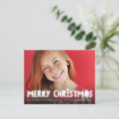 Vrolijk Kerstmis Glow Typografie Moderne foto Feestdagenkaart (Staand voorkant)