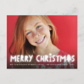 Vrolijk Kerstmis Glow Typografie Moderne foto Feestdagenkaart (Voorkant)