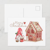 Vrolijk Kerstmis Gnome en Gingerbread House Feestdagenkaart (Voorkant / Achterkant)