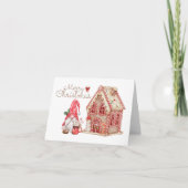 Vrolijk Kerstmis Gnome en Gingerbread House Kaart (Voorkant)