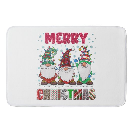 Vrolijk Kerstmis Gnome Familie Grappige Kerstboom Badmat (Voorkant)