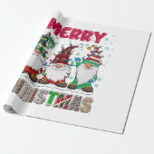 Vrolijk Kerstmis Gnome Familie Grappige Kerstboom Cadeaupapier (Uitgerold)