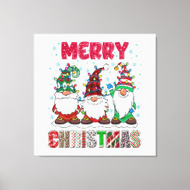 Vrolijk Kerstmis Gnome Familie Grappige Kerstboom Canvas Afdruk