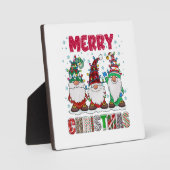 Vrolijk Kerstmis Gnome Familie Grappige Kerstboom Fotoplaat (Voorkant)