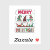 Vrolijk Kerstmis Gnome Familie Grappige Kerstboom Sticker (Vel)