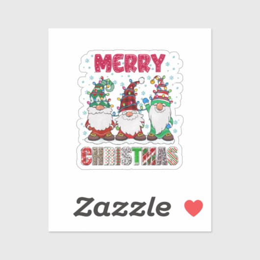 Vrolijk Kerstmis Gnome Familie Grappige Kerstboom Sticker (Vel)