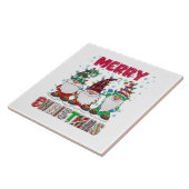 Vrolijk Kerstmis Gnome Familie Grappige Kerstboom Tegeltje (Zijkant)