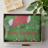 Vrolijk Kerstmis Gnome in Stocking Groene Sneeuwvl Tissuepapier (Geschenk)