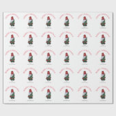 Vrolijk Kerstmis Gnome met Glitter Kerstboom Cadeaupapier (Vlak)