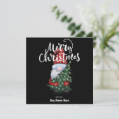 Vrolijk Kerstmis Gnome met Glitter Kerstboom Feestdagenkaart (Staand voorkant)