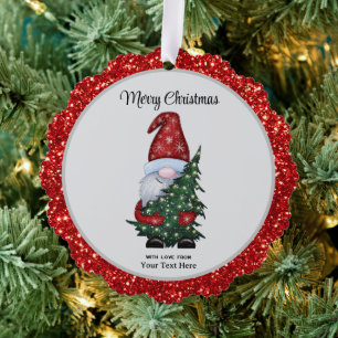 Vrolijk Kerstmis Gnome met Glitter Kerstboom Ornament Kaart