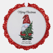 Vrolijk Kerstmis Gnome met Glitter Kerstboom Ornament Kaart (Voorkant)
