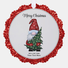 Vrolijk Kerstmis Gnome met Glitter Kerstboom Ornament Kaart