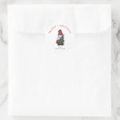Vrolijk Kerstmis Gnome met Glitter Kerstboom Ronde Sticker (Tas)