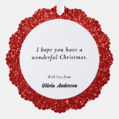 Vrolijk Kerstmis Gnome met Glitter Poinsettia Ornament Kaart (Achterkant)