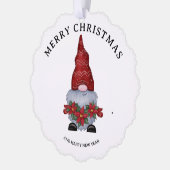 Vrolijk Kerstmis Gnome met Glitter Poinsettia Ornament Kaart (Links)