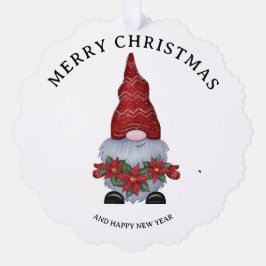 Vrolijk Kerstmis Gnome met Glitter Poinsettia Ornament Kaart