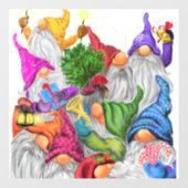 Vrolijk Kerstmis Gnome Party - Leuke Tekening Raamsticker (Vel)