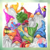 Vrolijk Kerstmis Gnome Party - Leuke Tekening Raamsticker (Vel 3)