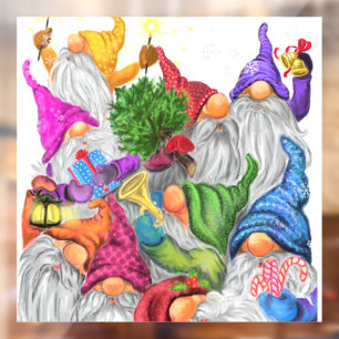 Vrolijk Kerstmis Gnome Party - Leuke Tekening Raamsticker