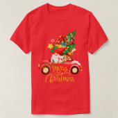 Vrolijk Kerstmis Gnome rode auto T-shirt (Design voorkant)