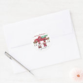 Vrolijk Kerstmis Gnome Waterverf Rode Vrachtwagen Ronde Sticker (Envelop)