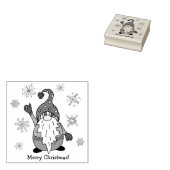 Vrolijk Kerstmis Gnome Zwaaien met Sneeuwvlokken Rubberstempel (Gestempeld)