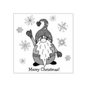 Vrolijk Kerstmis Gnome Zwaaien met Sneeuwvlokken Rubberstempel (Afrduk)