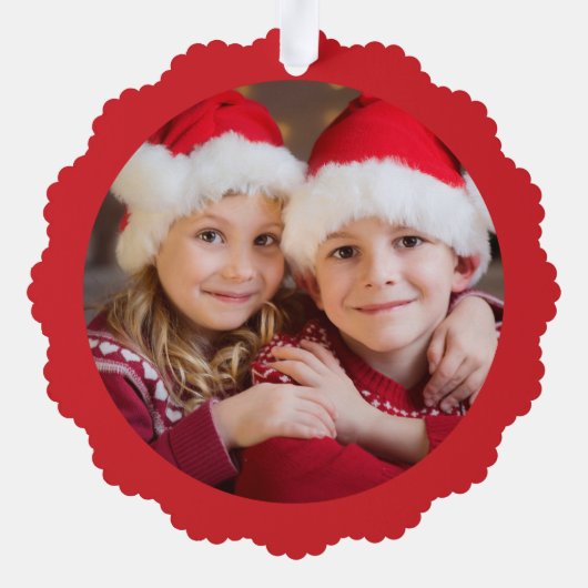 Vrolijk Kerstmis Gnomen Foto Rood Ornament Kaart (Achterkant)