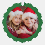 Vrolijk Kerstmis Gnomen Groene Foto Ornament Kaart (Achterkant)