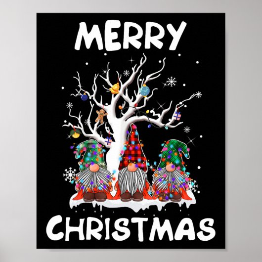 Vrolijk Kerstmis Gnomen Leuke Xmas Familie Mannen Poster (Voorkant)