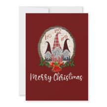 Vrolijk Kerstmis Gnomen Rode Rustieke, Trendy Kaar